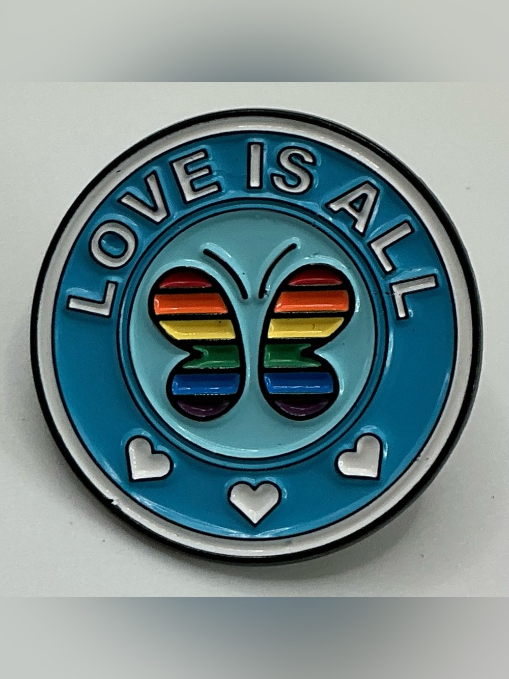 LGBTQ PRIDE UNISEX LOVE IS ALL RAINBOW BUTTERFLY ENAMEL PIN FLAIR